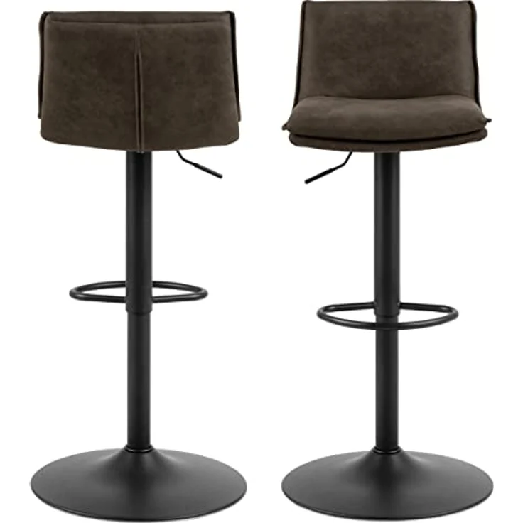 MID.YOU Barhocker, höhenverstellbar und 360° drehbar, Webstoff Braun, Metallgestell, 44x107x53 cm – Bild 4