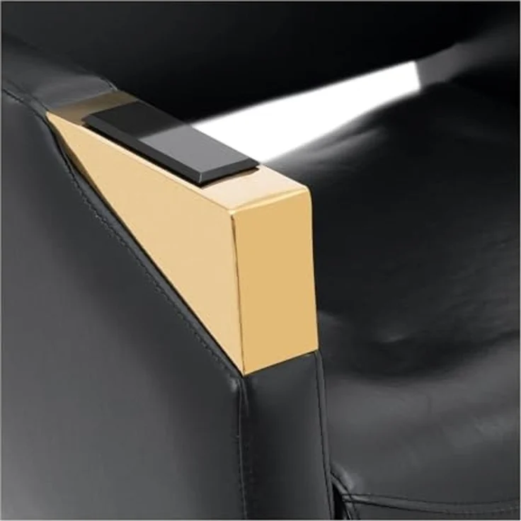 Physa Armlehnstuhl Friseurstuhl mit Fußstütze Barber-Stuhl 200 kg Penryn Black & Gold, Schwarz, Golden – Bild 5