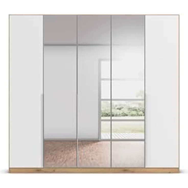 Rauch Möbel Alabama, Kleiderschrank für Schlafzimmer, Kinderzimmer, Wohnzimmer, Garderobe, Flur, 5-türig, Spiegel, mit Zubehör Premium, Farbe Weiß/Eiche Artisan, Holz, Breite 226 cm – Bild 8