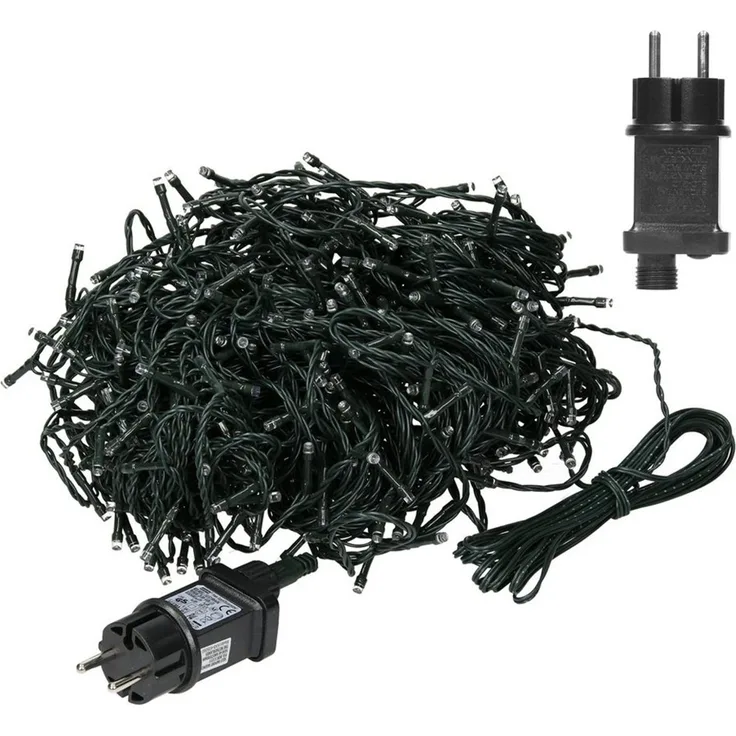 ECD Germany LED-Lichterkette Weihnachtsbeleuchtung Weihnachtslichterkette Christbaumbeleuchtung, Cluster Lichterkette 480 LEDs 36m für Innen & Außen IP44 Kaltweiß