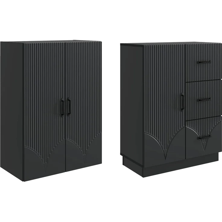 vidaXL Schrankset 2 pcs Schwarz Holzwerkstoff 3416818 – Bild 3