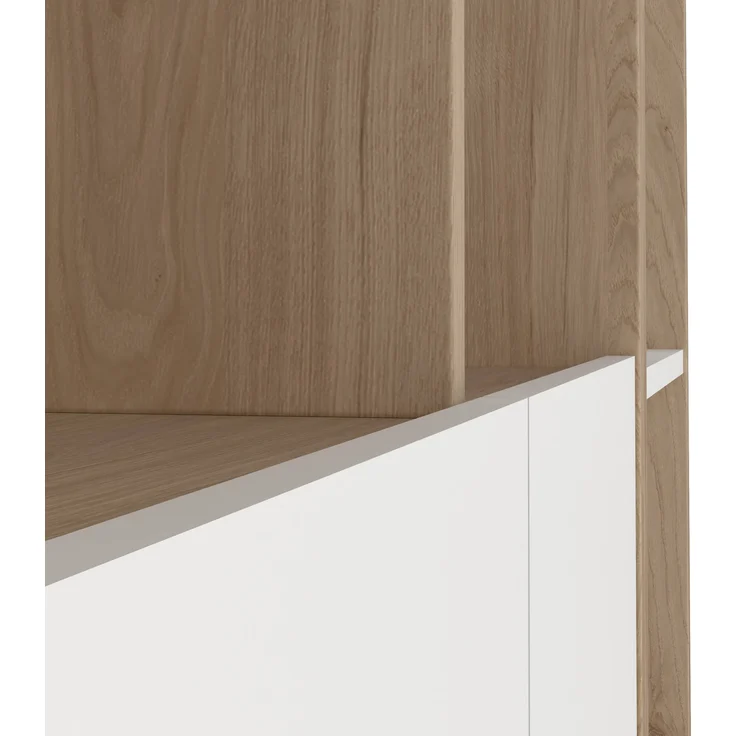 Dmora Wohnzimmermöbel Litvjak, Modulares Wohnzimmerset, Mehrzweck-Wohnzimmermöbel, Moderner TV-Schrank, 241x34 h205 cm, Eiche und Weiß – Bild 6