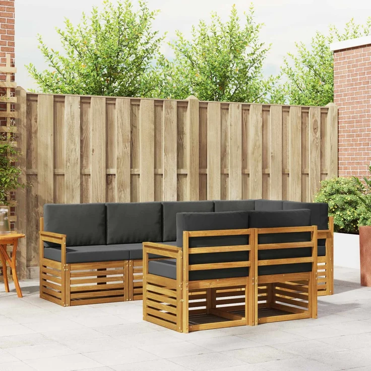 vidaXL Outdoor-Sofagarnitur 7 stk. 7-Sitzer Natur und Anthrazit 3374957 – Bild 1