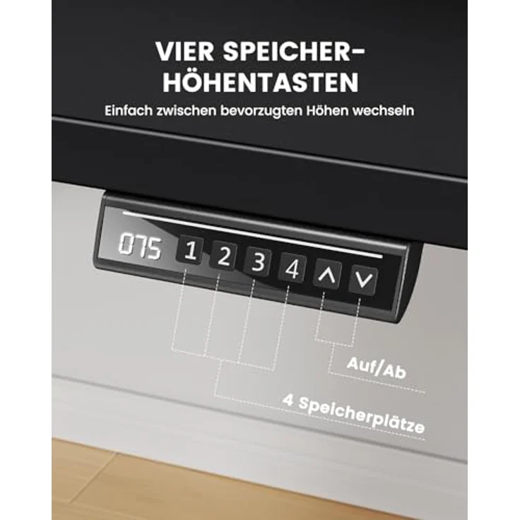ErGear Höhenverstellbarer Schreibtisch-140x80 cm,100 KG Tragkraft Elektrischer Schreibtisch mit Fortgeschrittenem Bürstenlosem Motor, Leise Funktion, Robuster Metallrahmen, Vierteilige Tischplatte – Bild 7