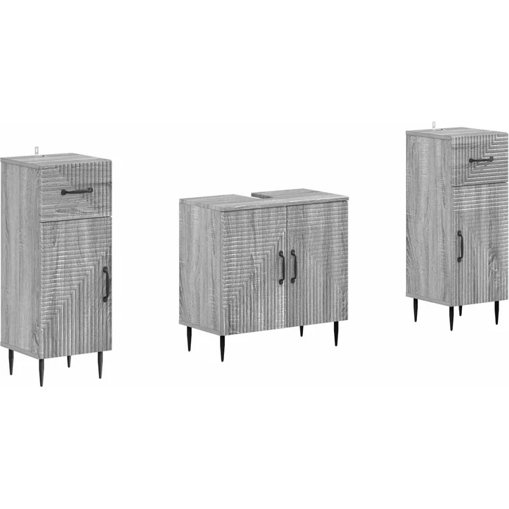 vidaXL 3-teiliges Badezimmer-Schranksystem HAARLEM 3 stk. Sonoma-Grau 3418023 – Bild 2