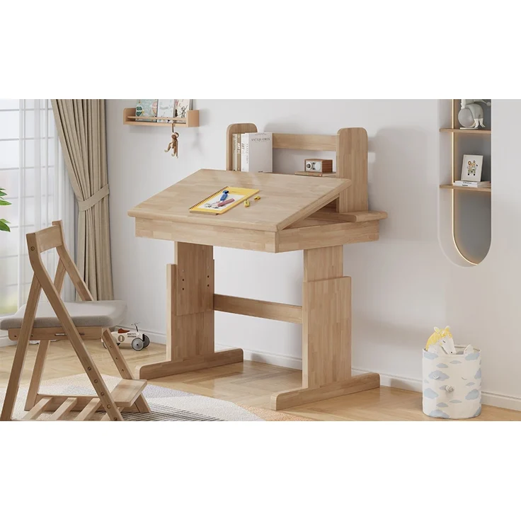 ZUBALIYA klappbare Tischplatte / Kindertisch, mit sicherheitszertifiziert und buchstütze, fürs Kinderzimmer, Massivholz, Samt, Natur – Bild 20