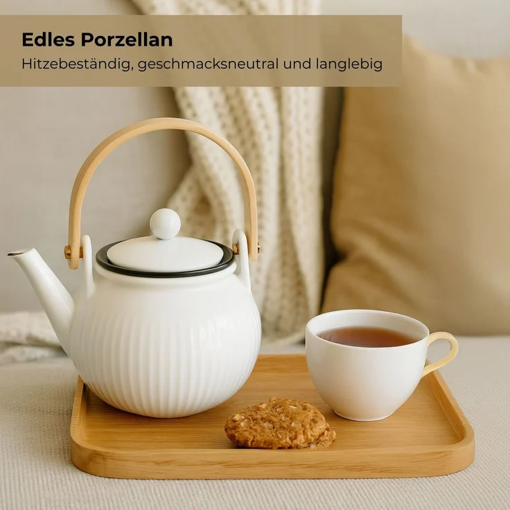 Bodum Teekanne mit Filter Teepresse aus Porzellan und Edelstahlfilter – Bild 4