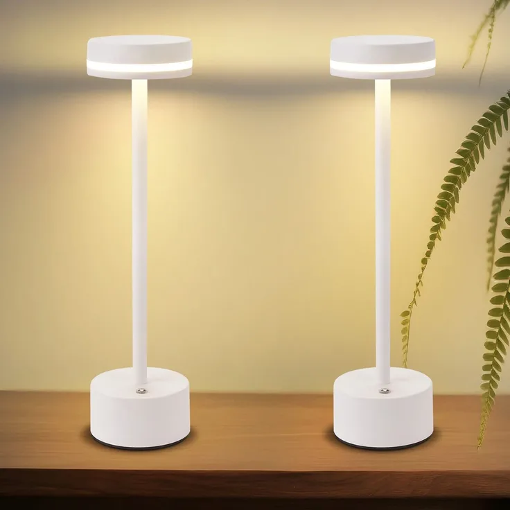 ZMH Tischlampe Kabellos LED Tischleuchte Akku - Nachttischlampe Dimmbare mit USB-C Aufladbar Batterie Touch- Lampe Weiß Tischlampen -für Schlafzimmer Esszimmer Büro-2ER