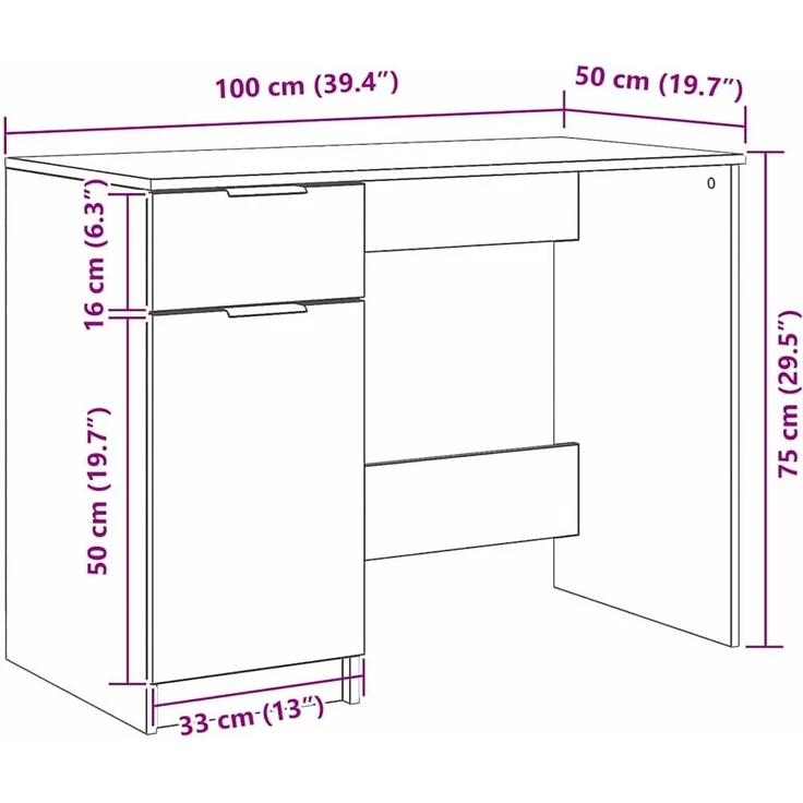 vidaXL Schreibtisch mit Speicher Schwarz Eichen-Optik 100 x 50 x 75 cm 862779 – Bild 10