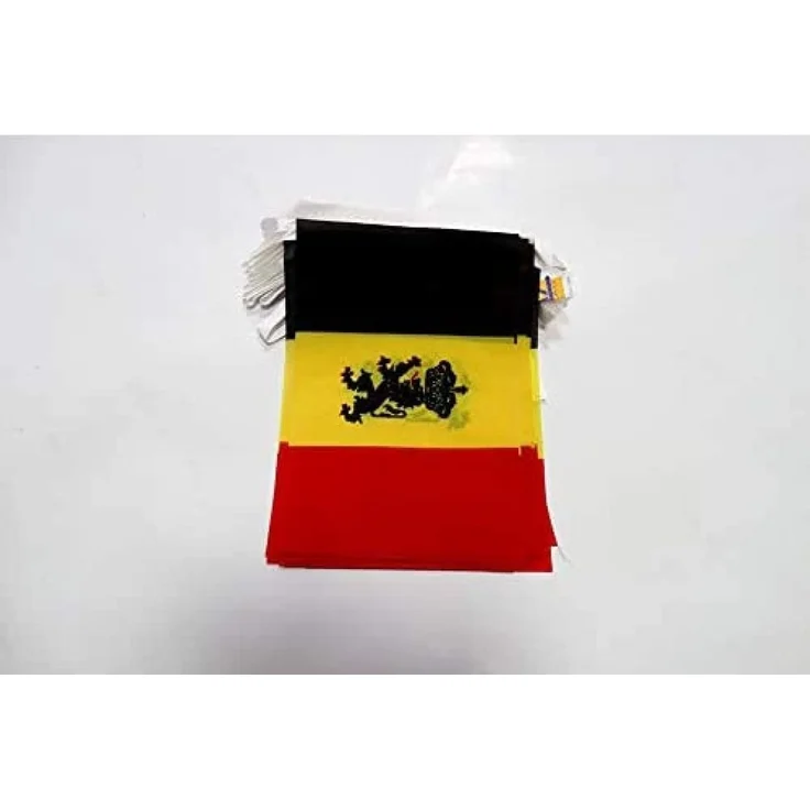 AZ FLAG - Fahnenkette Belgien Dienstflagge 6 Meter Mit 20 Flaggen - 21x14 cm - Belgiens Girlande Flaggenkette 14x21 Cm
