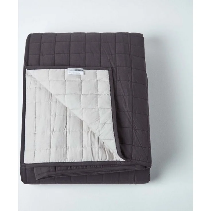 Plaid Gesteppte Tagesdecke aus 100% Baumwolle, schwarz/grau, 150 x 200 cm, Homescapes – Bild 4