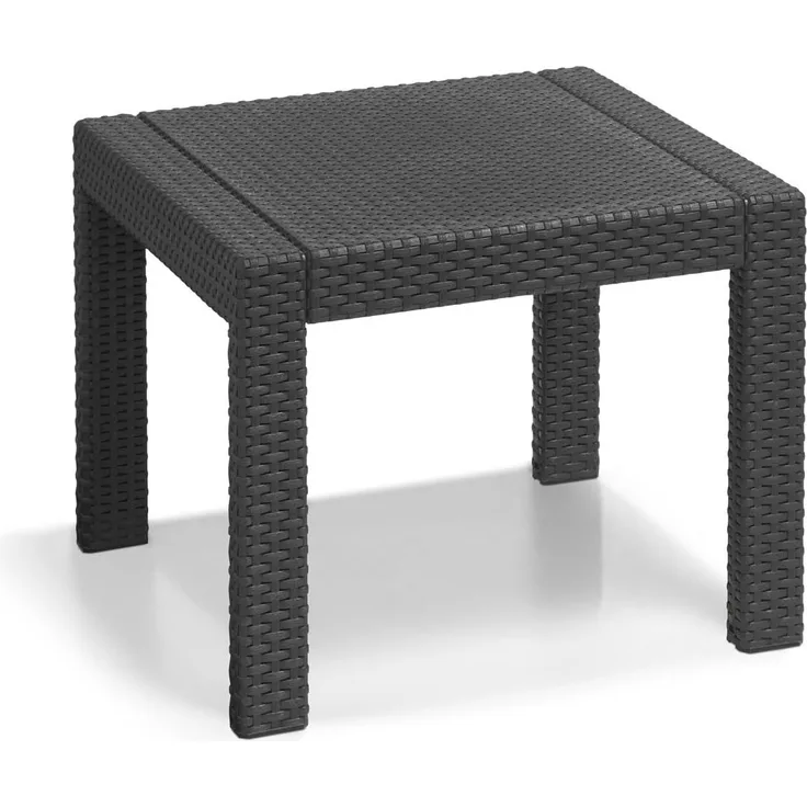 Allibert by Keter Victoria Gartentisch, graphit, 59 x 59 x 43 cm, Kunststoff in flacher Rattanoptik, wetterfest, UV-beständig