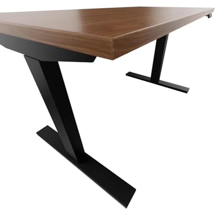 Höhenverstellbarer Schreibtisch E-WonderTech, EWT251406008, Platte 008 Lincoln wallnuss, Gestell 333 schwarz, H 630-1280 x B 1400 x T 600 – Bild 5