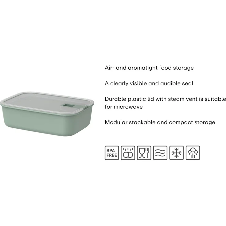 Mepal - Frischhaltdosen EasyClip - Schüssel mit Deckel und Schiebeverschluss - Geeignet für Mikrowelle, Dampfgarer, Kühl- und Gefrierschrank - Luftdicht und auslaufsicher - 2,25 l - Nordic sage – Bild 2