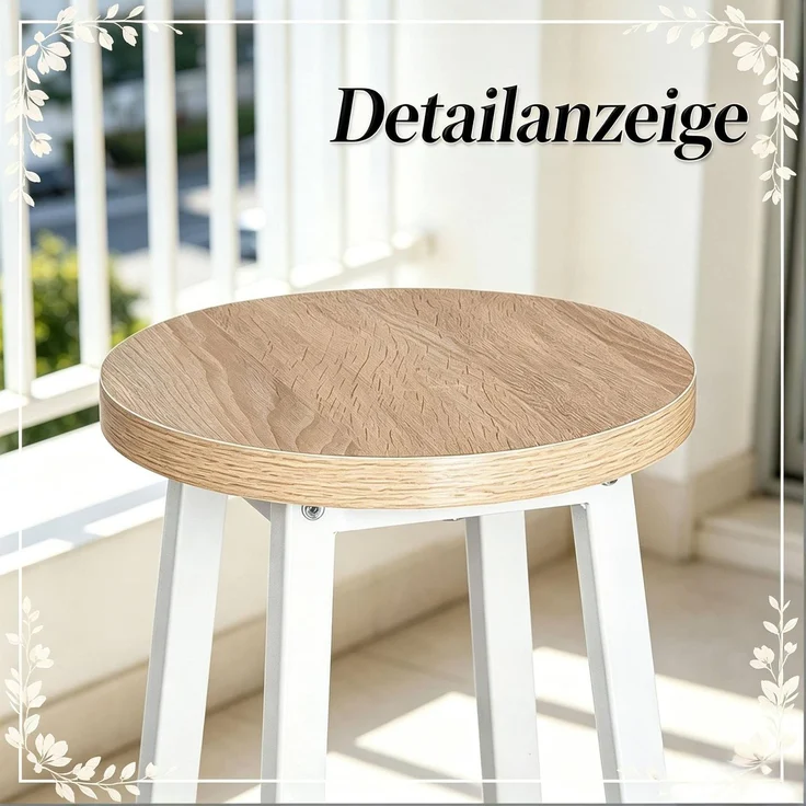 Barhocker 2er-Set, 71 cm Sitzhöhe in Hell-Eiche mit Metallgestell und Fußlehnen – Bild 3