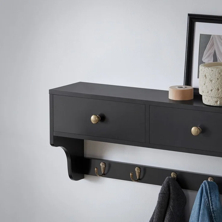 SoBuy FRG178-SCH Wandgarderobe, MDF, Lackiert, Schwarz, 60 x 27 x 15 cm – Bild 9