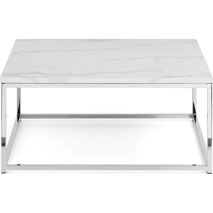 Julian Bowen Scala Couchtisch, weißer Marmoreffekt, Chrom, Höhe: 40, Breite: 90, Tiefe: 90cm – Bild 4