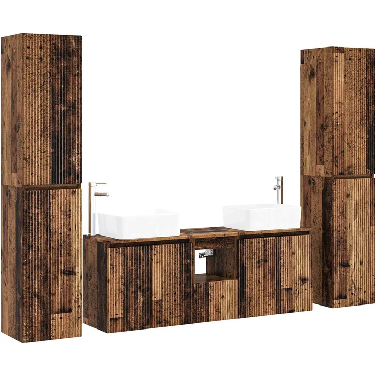 vidaXL Badezimmerschrank-Set 5 stk. Altholz 33 x 34,5 x 160 cm 3406041 – Bild 2