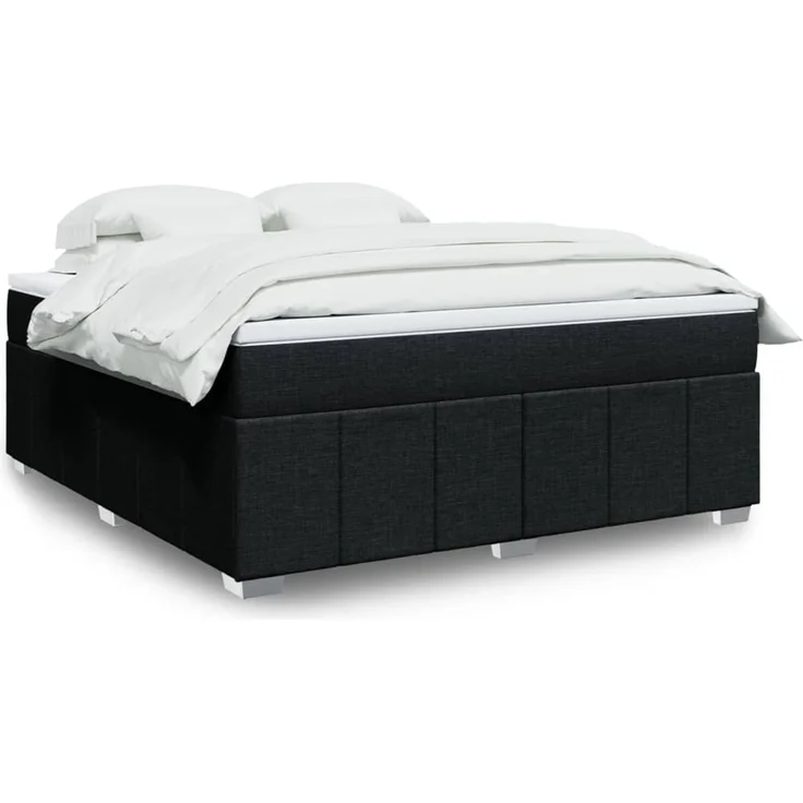 vidaXL Boxspringbett mit Matratze Schwarz 180x200 cm Stoff 3285493 – Bild 1