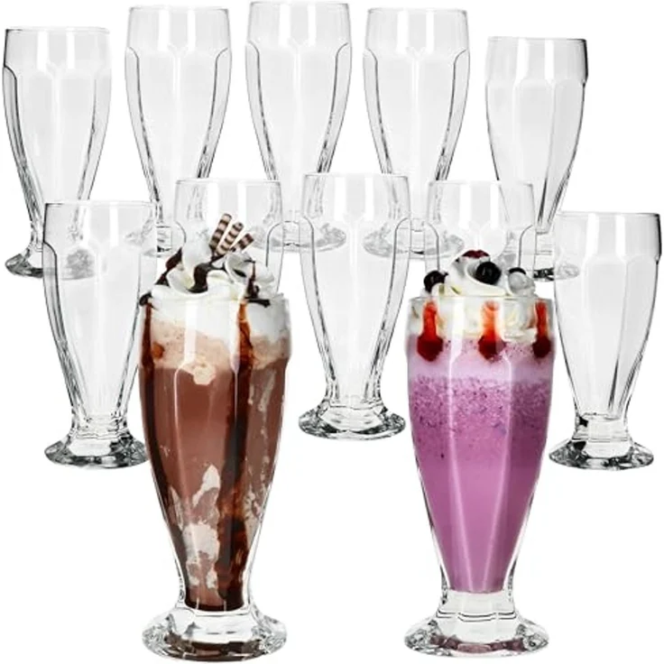 MamboCat Eisschale 12x LONDON Eisbecher mit Fuß 350ml klar hohe Eiskaffeebecher Shake, Glas – Bild 1