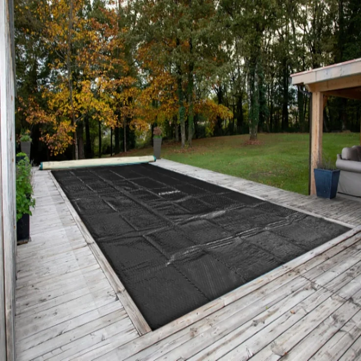 Arebos Solarabdeckplane Solarplane 120 µm Pool-Abdeckplane mit Wärmefolie (Stück, schwarz), 120mic – Bild 2