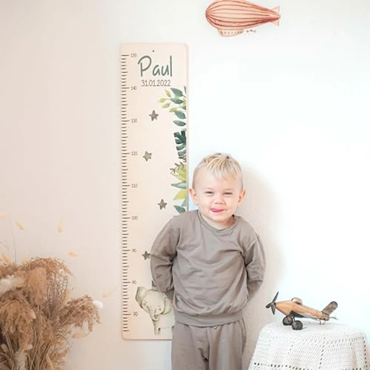 KIDSMOOD - Messlatte Kinder Holz personalisiert Mit Namen für Baby- & Kleinkinderzimmer - Messlatte als Kinderzimmer Wand-Dekoration & Weihnachtsgeschenke Kinder & Babys zum Geburt - Skala 70-140cm – Bild 9