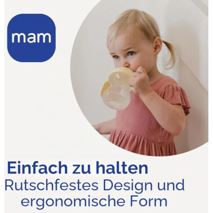 MAM Learn To Drink Cup, Becher mit abnehmbaren Griffen und Ausgießer, ab 6 Monaten, 190 ml, Blau – Bild 2
