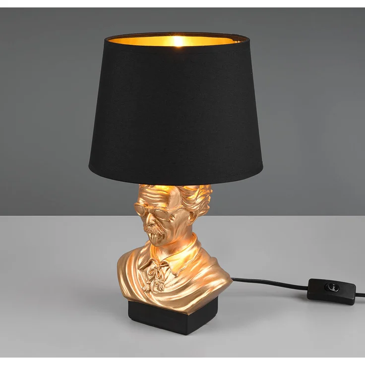 Tischleuchte, Keramik, gold, Stoff, schwarz, H 36 cm – Bild 5