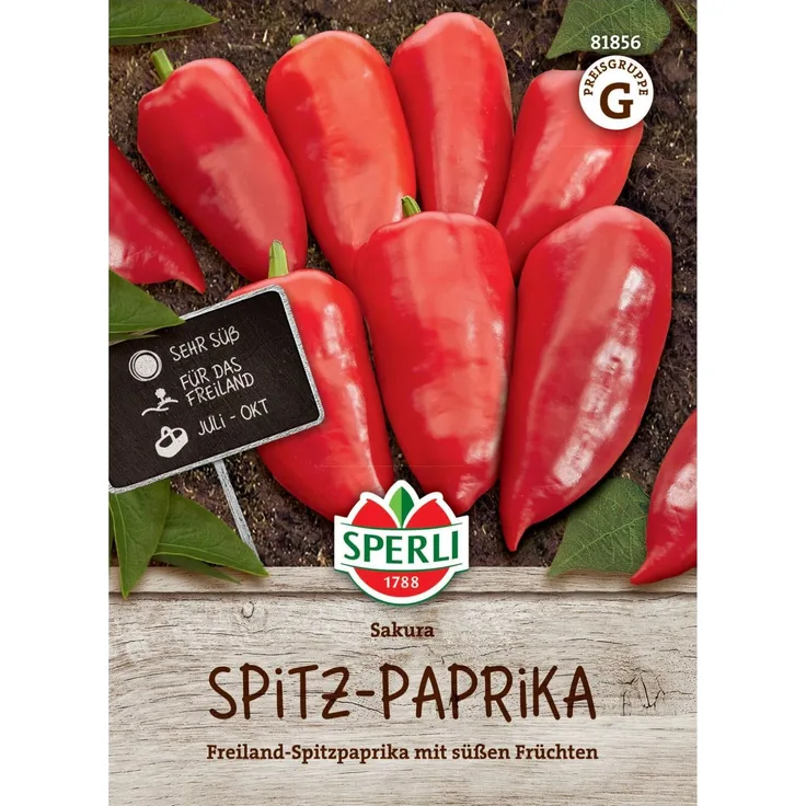 Sperli Spitzpaprikasamen Sakura 81856 - Freiland Spitzpaprika mit süßen Früchten - Inhalt für 15 Pflanzen - Gemüsesamen, Samen Gemüse, Gemüsepflanzen