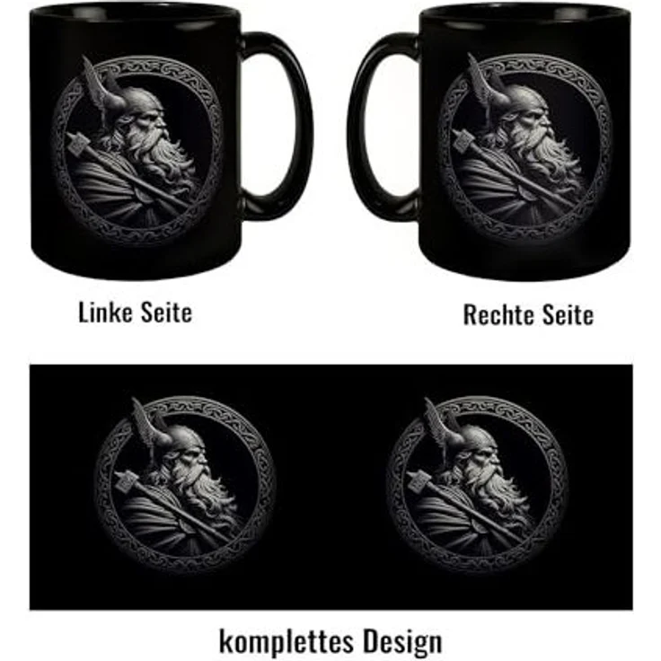 speecheese Tasse Odin Wikingergott Amulett Tasse schwarz in Schwarz – Bild 4