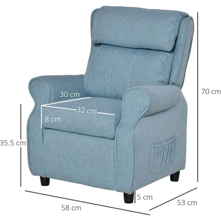 HOMCOM Sessel Kindersofa mit Fußstütze (Kindercouch, 1-St, Kindersessel), Blau 58 x 53 x 70 cm – Bild 2