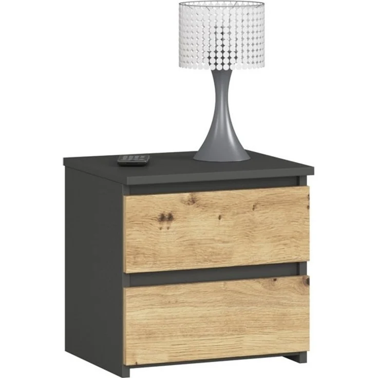 Home Collective Kommode 40 cm breit Holz Highboard Sideboard für Flur Schlafzimmer Wohnzimmer (Mehrzweckschrank Schrank schmal Kommode Schlafzimmer mit Schubladen), Kinderzimmer Organizer, 40 cm hoch, 2 Schubladen graphit-Artisan Eiche – Bild 4