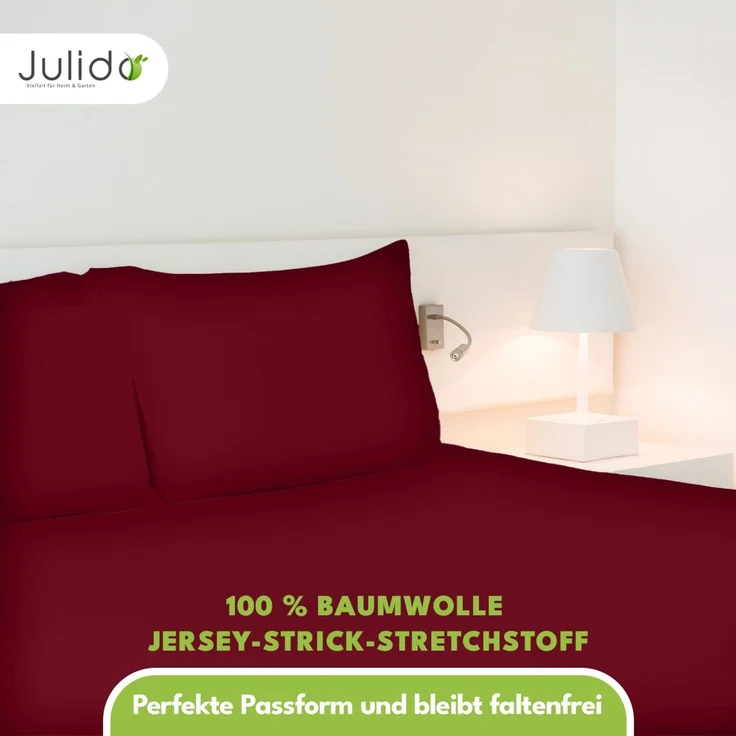 Jersey Spannbettlaken 140-160x200 100%Baumwolle weich bügelfrei komfort Bordeaux – Bild 5