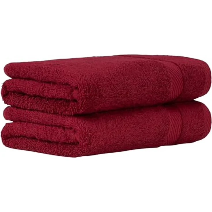 Luckytowel Handtücher Set 50x100 cm, Oeko-TEX Frottee Handtuch-Set mit 600 g/m², 2er Pack rot, flauschig & saugstark mit Aufhängeschlaufe – Bild 1