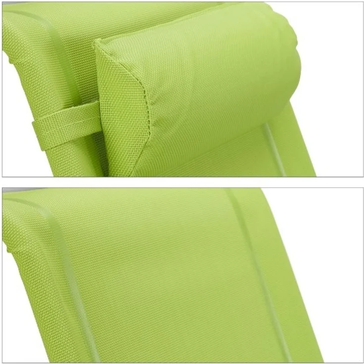 Relaxdays Liegestuhl mit Nackenkissen, Textilene, Stahl, grün, 38,5 x 58 x 112 cm – Bild 8
