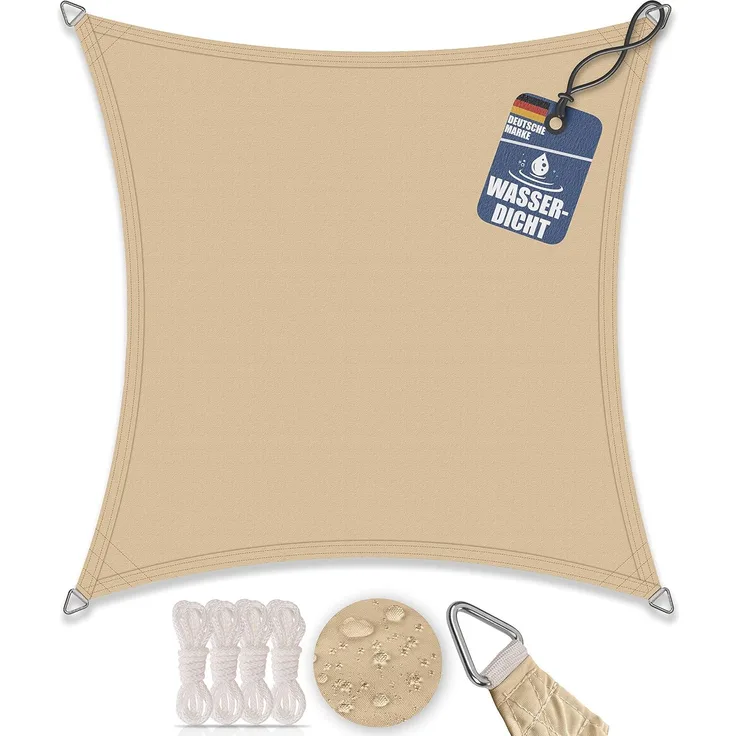 Sonnensegel aus 100% Polyester sand, 2x2 m, Quadrat