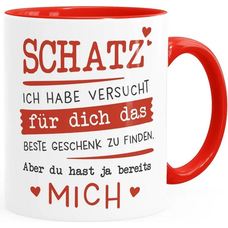 MoonWorks Tasse Kaffee-Tasse Schatz ich habe versucht für dich das beste Geschenk zu finden Geschenkidee Weihnachten Geburtstag Valentinstag Moonworks®, Keramik