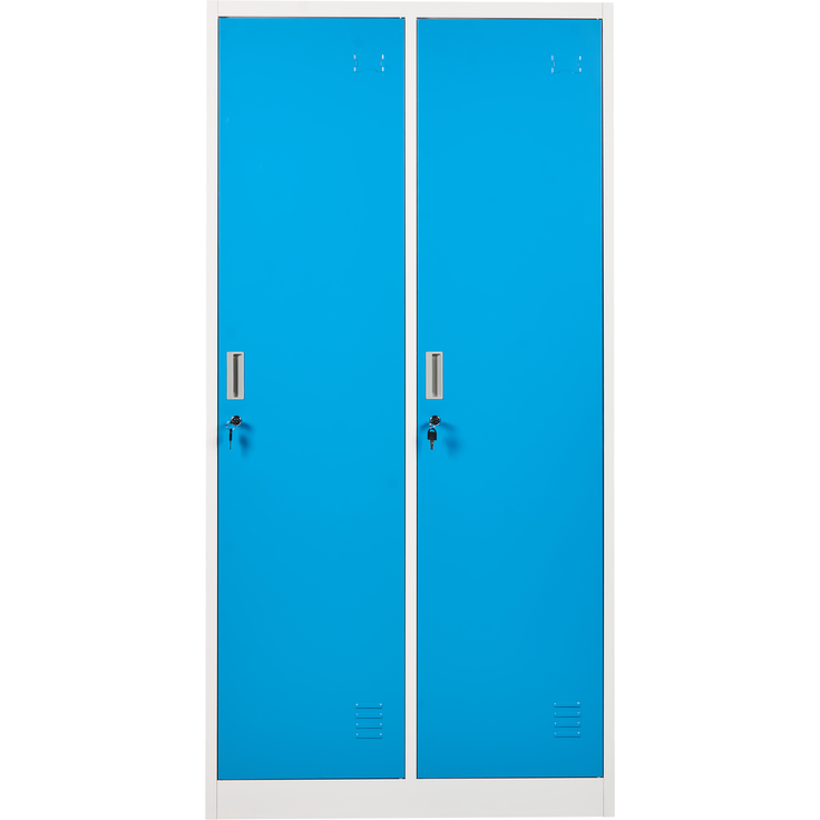 Beliani 'ATHLETE' Spind, mit 2 Türen, Metall Weiß Blau, 180 x 45 x 90 cm – Bild 5