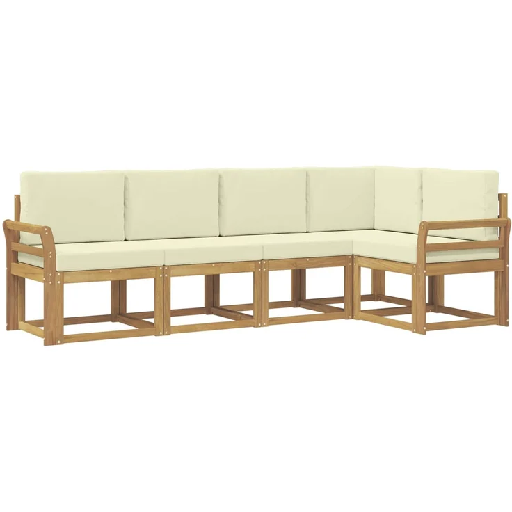 vidaXL Outdoor-Sofagarnitur 5 stk. 5-Sitzer Weiß und Creme 3387629 – Bild 2