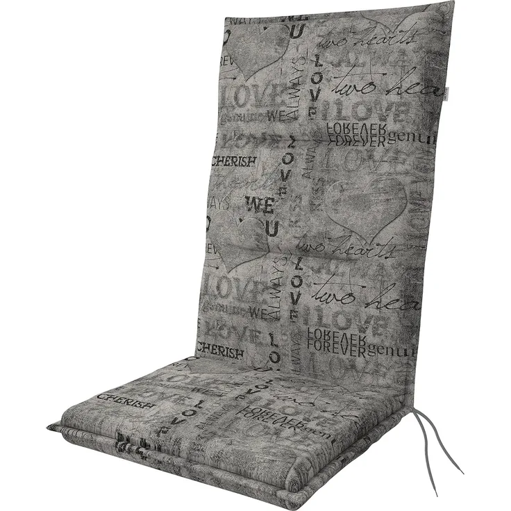 Doppler Hochlehnerauflage Spot ca. 118 x 48 x 5 cm Herzen grau