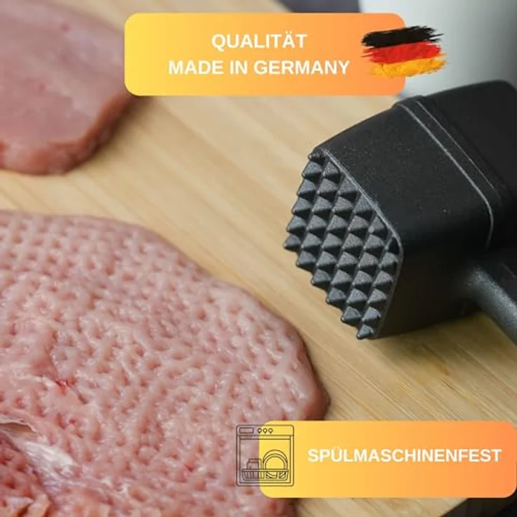 Thiru Fleischklopfer Fleischhammer Schnitzel, Kotelett - Hammer-Kopf mit Zwei Schlagflächen – Bild 5