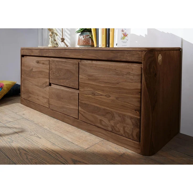Massivmoebel24 TV-Board (TV-Board Sheesham 147 x 40 x 58 smoked cherry gebeizt TORONTO #100) – Bild 2