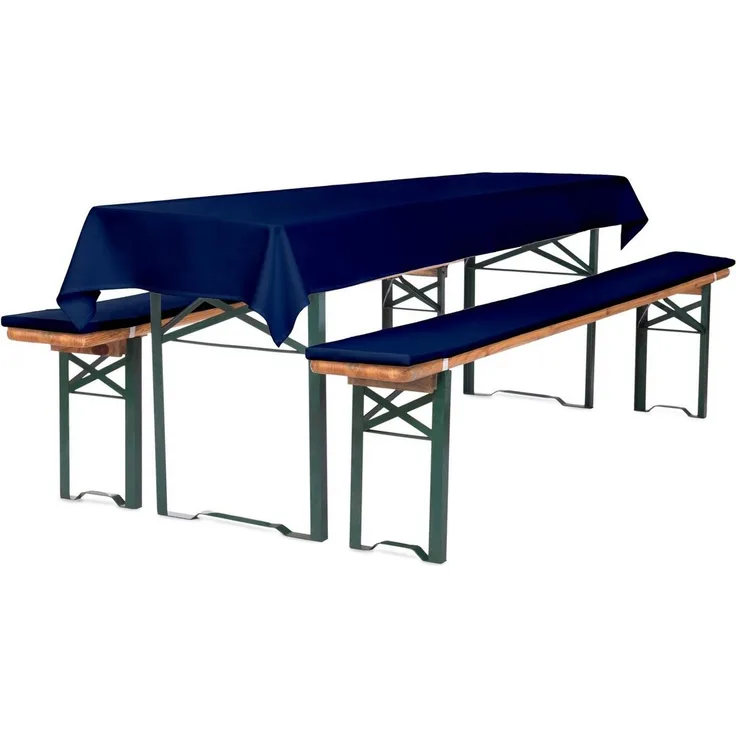 TexDeko Bankauflage Bierbankauflagen-Set mit Tischdecke 100x250cm (universal) 3TLG Set, (Set, 2x Auflage + 1x Tischdecke), blickdicht & waschbar