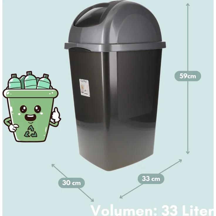 GarPet Mülltrennsystem 2er Set Mülleimer Schwingdeckel Küche Mülltrenner Abfalleimer Deckel – Bild 2