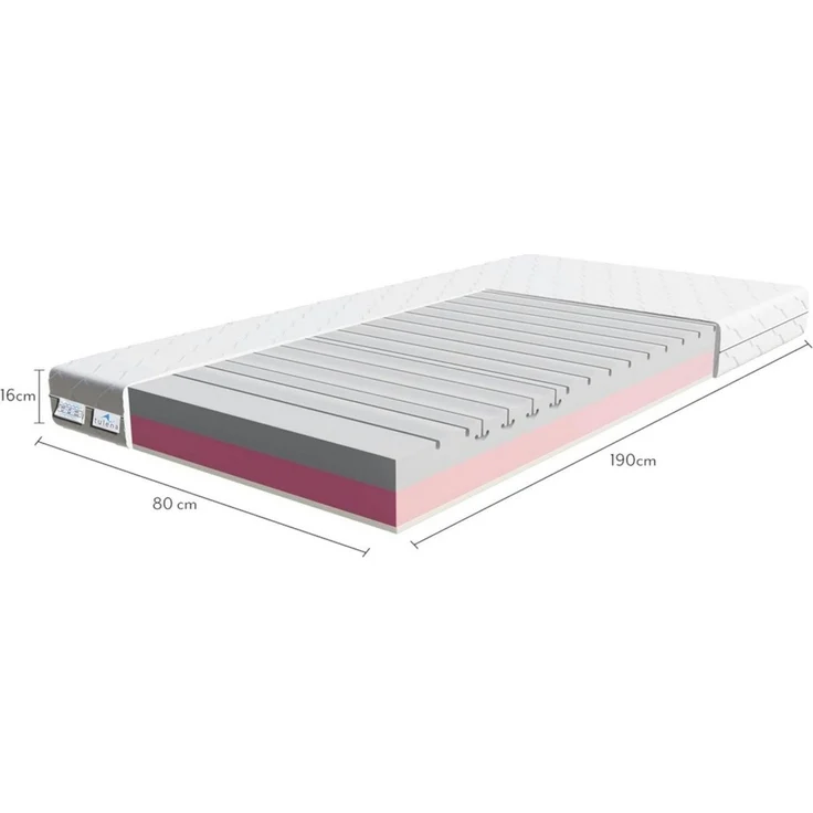 Komfortschaummatratze Wendematratze Antibakterieller Bezug mit Reißverschluss, TULENA, 80x190 cm H2+H3 Basic, Höhe 16 cm – Bild 2