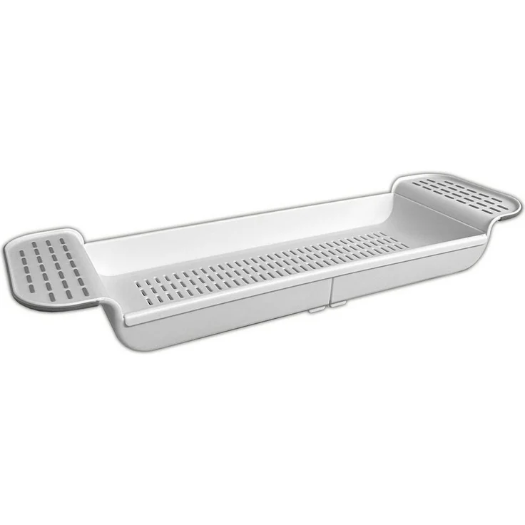 HAC24 Badewannenablage Wannenablage Badewannenbrett Badewannenauflage Badewannentablett, Weiß Kunststoff Ausziehbar von 55 bis 78,4 cm – Bild 1