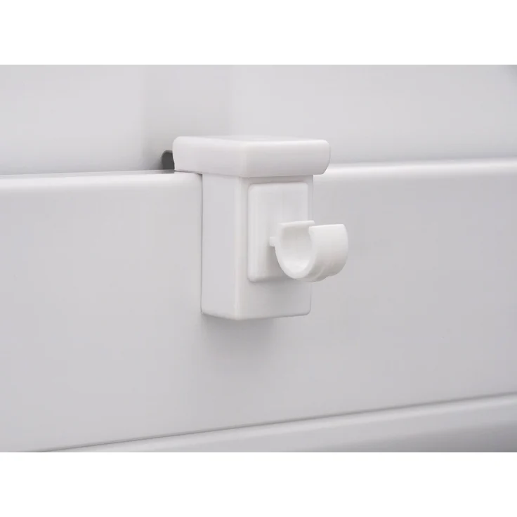 dekondo Klemmhalter für Gardinenstangen Fensterhaken/Dekohaken zum Einlegen von Gardinenstangen, weiß, für einen Klemmbereich (Rahmenstärke des Fensters/Fensterdicke) von 10-27 mm, (20-St), oben oder seitlich am Fenster zu befestigen – Bild 2