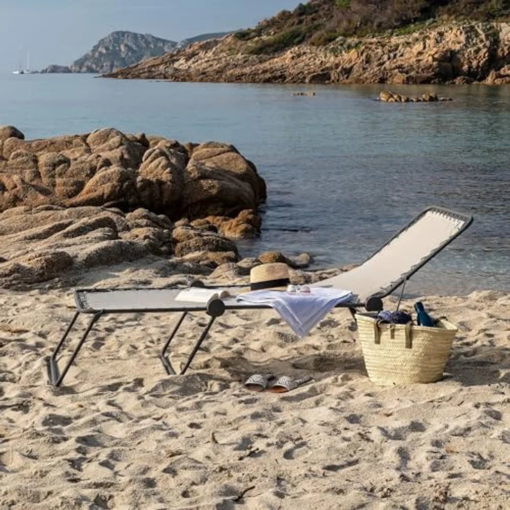 Lafuma Mobilier Siesta L Sonnenliege, Batyline, Seigle II, 201 x 70 x 35.5 cm – Bild 3