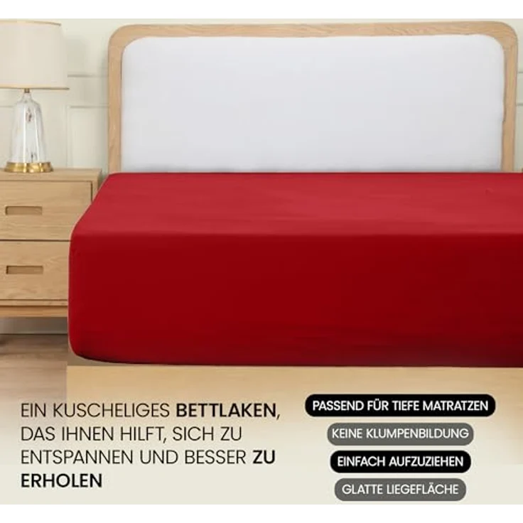 Utopia Bedding - Spannbettlaken 160x200 cm - Rot - Gebürstete Polyester-Mikrofaser Spannbetttuch - 35 cm Tiefe Tasche – Bild 7