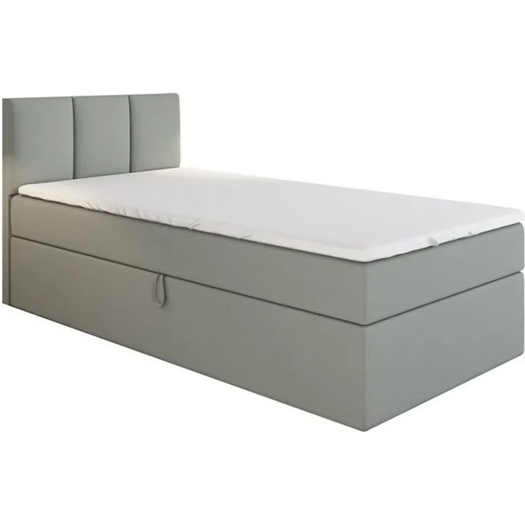 A&J MöbelLand GmbH Boxspringbett Einzelbett NASI mit Bettkasten, Topper und gepolstertem Kopfteil. (Boxspringbett mit Bettkasten und gepolstertem Kopfteil. Gratis Topper – nur jetzt erhältlich!, Kostenlose Lieferung! TOP ANGEBOT), Länge 208 cm Höhe 106 cm – Bild 3